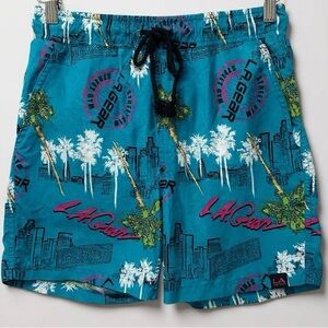 178 Forever 21 |EUC L.A. Gear Men’s Swim Trunks – Blue Palm Tree Print (Size XS)